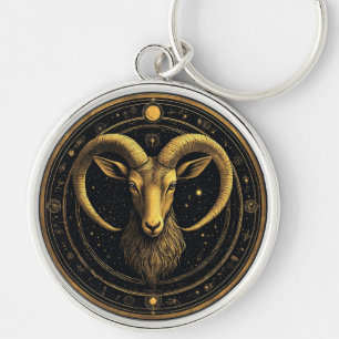Goldener Widder-Zodiakschild Schlüsselanhänger