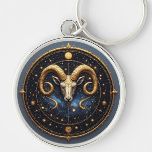 Goldener Widder-Zodiakschild Schlüsselanhänger
