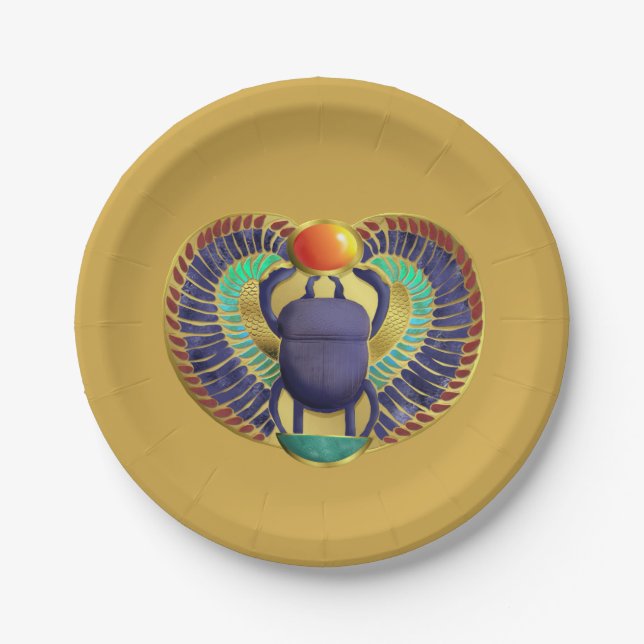 Goldener Winged Scarabäus Pappteller (Vorderseite)