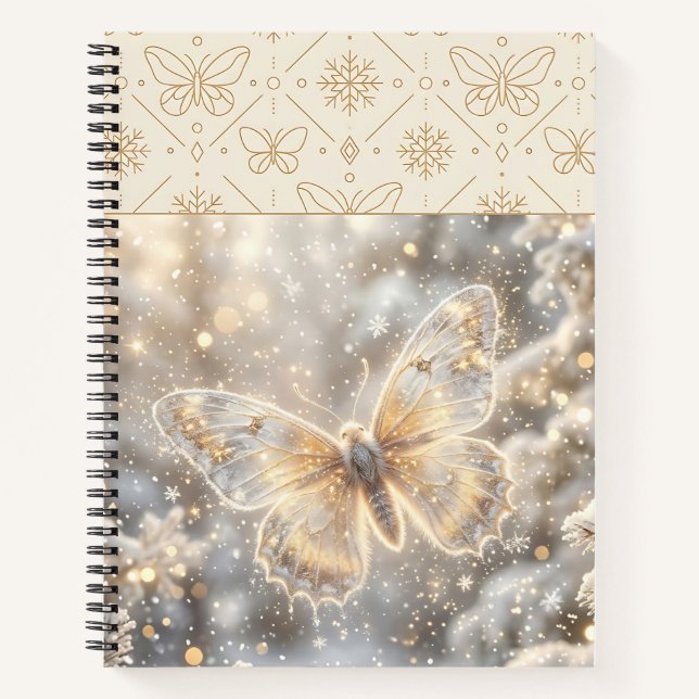 Goldener Winter Schmetterling Notizbuch (Vorderseite)