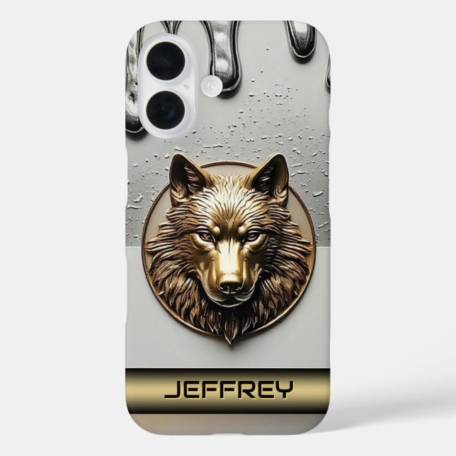 Goldener Wolf mit individuellem Namen 🐺 Case-Mate iPhone Hülle (Rückseite)
