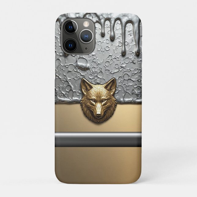 Goldener Wolf Relief Mit Metall-Tropfeneffekt 🐺 Case-Mate iPhone Hülle (Rückseite)