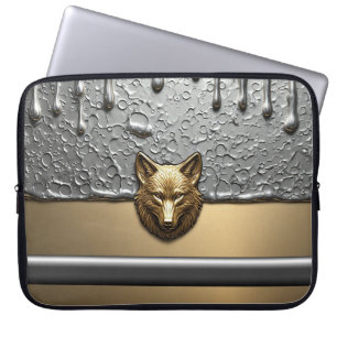 Goldener Wolf Relief mit Metall-Tropfeneffekt 🐺 Laptopschutzhülle