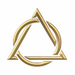 Goldenes "3-D" Dreifaltigkeit-Symbol Freistehende Fotoskulptur<br><div class="desc">Fühlen Sie sich frei,  Ihre eigenen Wörter/Bilder/Hintergrundfarbe über Zazzles große Kundenbezogenheitswerkzeuge hinzuzufügen.</div>
