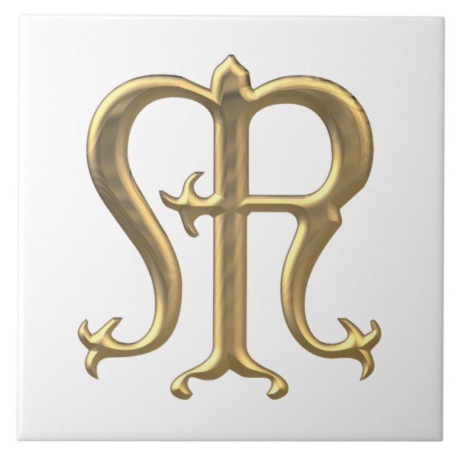 Goldenes "3-D" Jungfrau-Mary-Symbol Fliese (Vorderseite)