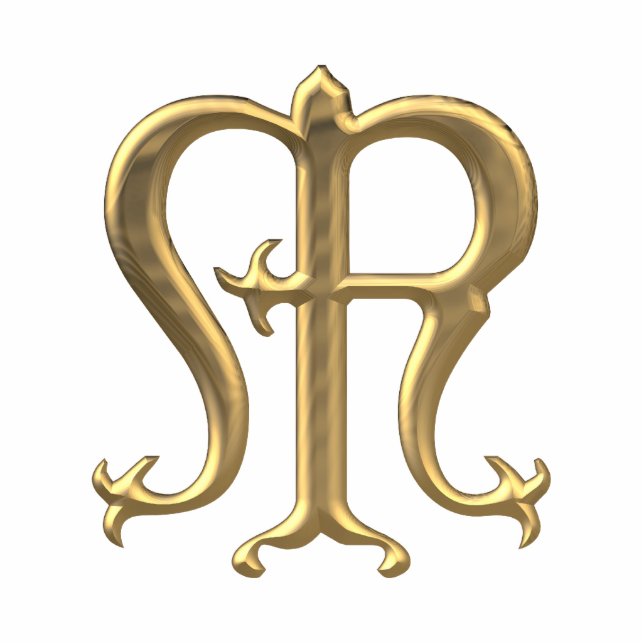 Goldenes "3-D" Jungfrau-Mary-Symbol Freistehende Fotoskulptur (Vorne)