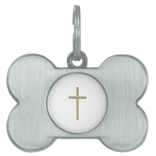 Goldenes "3-D" Kreuz Tiermarke (Vorderseite)