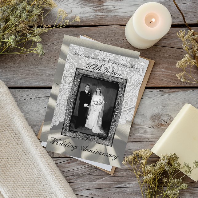 Goldenes 50. Hochzeitstag Foto Modernes Einladung (Von Creator hochgeladen)