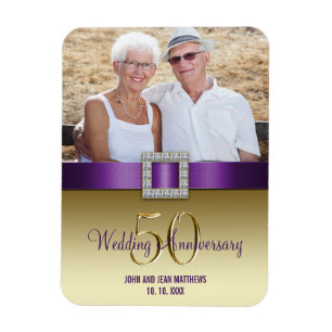 Goldenes 50. Hochzeitstag-Magnet violett Magnet