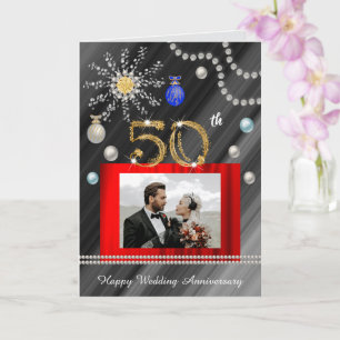 Goldenes 50. Jubiläum zu Weihnachten 2 Fotos Karte