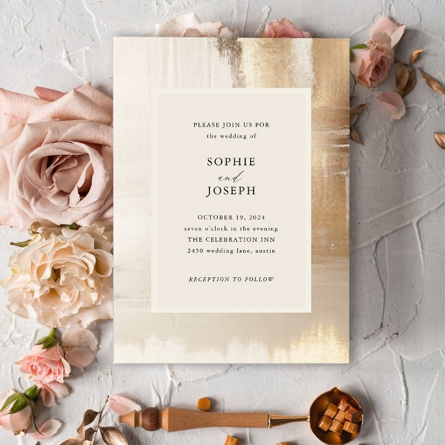 Goldenes Abstrakt | Elegante Hochzeit Einladung (An elegant, faux gold wedding invitation)