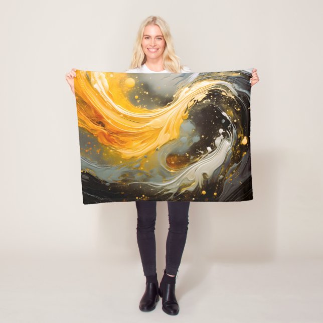 Goldenes abstraktes Marmor-Moderne Wellen Fleecedecke (Beispiel)