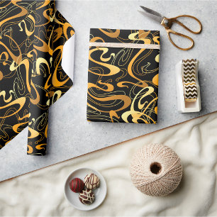 Goldenes abstraktes Wirbelmuster Geschenkpapier