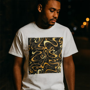 Goldenes abstraktes Wirbelmuster T-Shirt