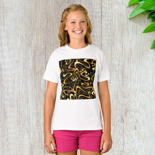 Goldenes abstraktes Wirbelmuster T-Shirt