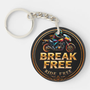 Goldenes Abzeichen mit Break Free Biker-Logo Schlüsselanhänger