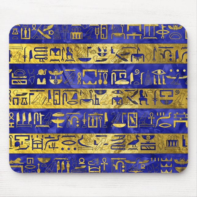 Goldenes ägyptisches Hieroglyphenmuster Mousepad (Vorne)