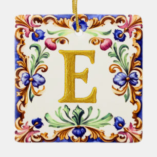 Goldenes Alphabet – Buchstabe E Keramikornament