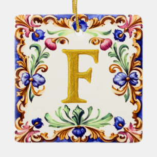 Goldenes Alphabet – Buchstabe F Keramikornament