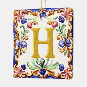 Goldenes Alphabet – Buchstabe H Keramikornament
