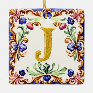 Goldenes Alphabet – Buchstabe J Keramik-Ornament Keramikornament