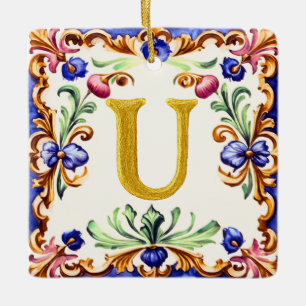 Goldenes Alphabet – Buchstabe U Keramikornament