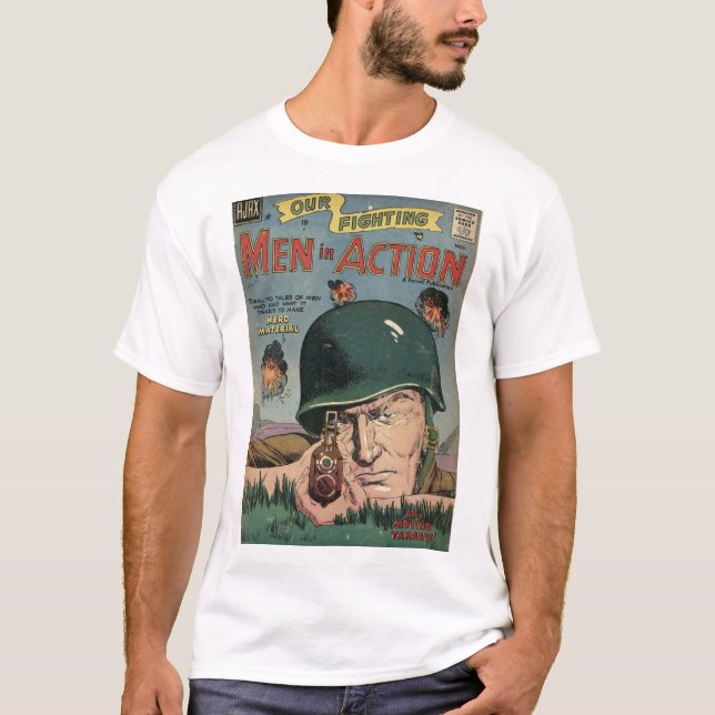 Goldenes Alters-Comic-Kunst - Männer in der Aktion T-Shirt (Vorderseite)