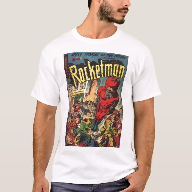 Goldenes Alters-Comic-Kunst - Rocketman T-Shirt (Vorderseite)