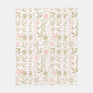 Goldenes Ankermuster Fleecedecke