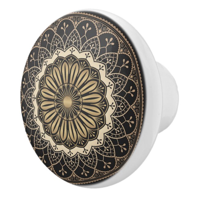 Goldenes Arabesken-Mandala-Muster  Keramikknauf (Rechts)