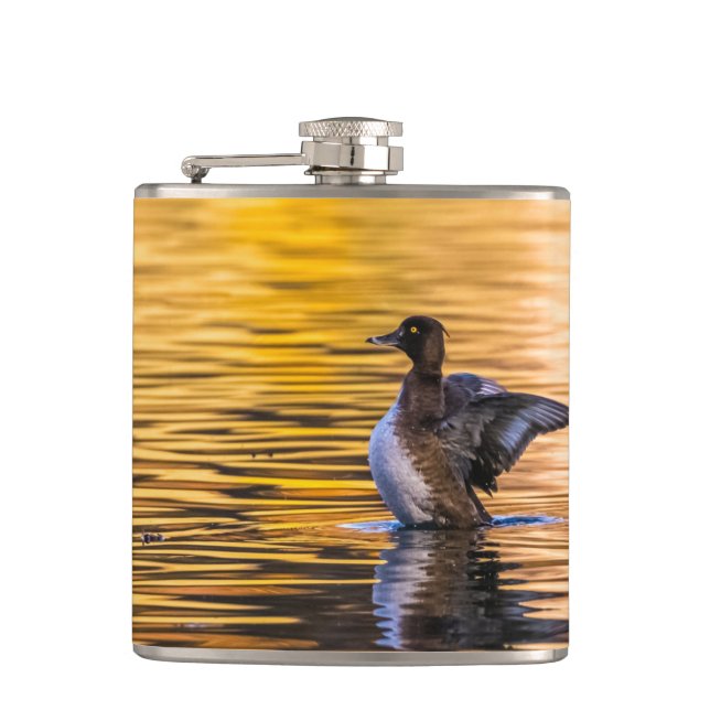 Goldenes Auge auf einem goldenen See Flachmann (Vorderseite)