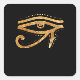 Goldenes Auge des Ägyptischen Hieroglyph Quadratischer Aufkleber