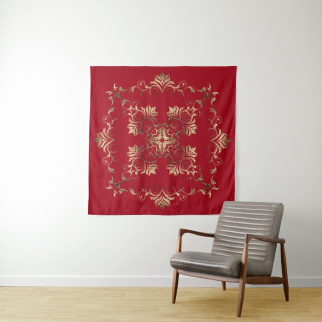Goldenes Barock auf Schmutzhintergrund Wandteppich (Beispiel (Horizontal))