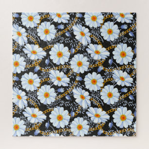Goldenes Barock: Blumenkettentextur Puzzle