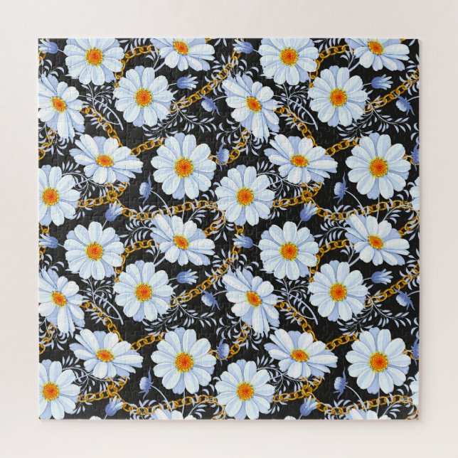 Goldenes Barock: Blumenkettentextur Puzzle (Vertikal)