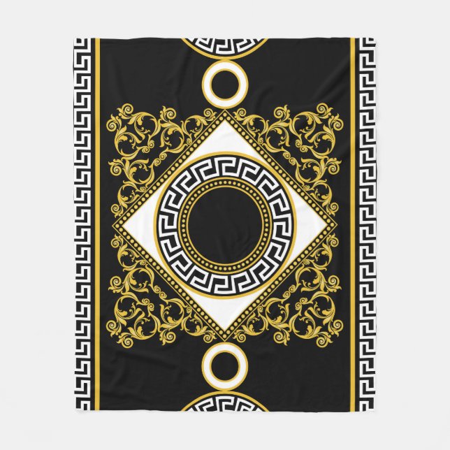 Goldenes Barock: Griechische schwarze Grenze Fleecedecke (Vorderseite)