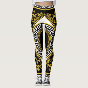 Goldenes Barock: Griechische schwarze Grenze Leggings