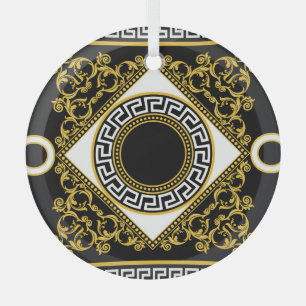 Goldenes Barock: Griechische schwarze Grenze Ornament Aus Glas
