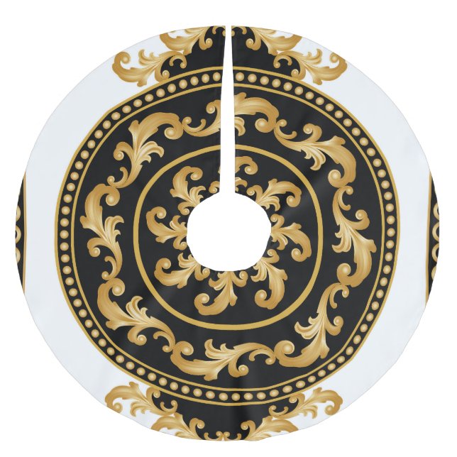 Goldenes Barock, Ketten, schwarze Dekoration Polyester Weihnachtsbaumdecke (Vorderseite)