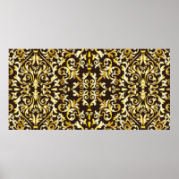 Goldenes barockes nahtloses Muster auf schwarzem H