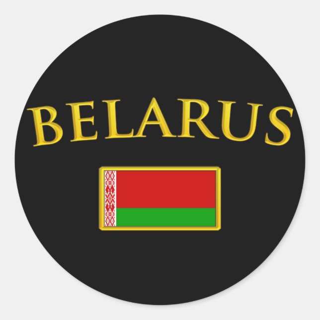 Goldenes Belarus Runder Aufkleber (Vorderseite)