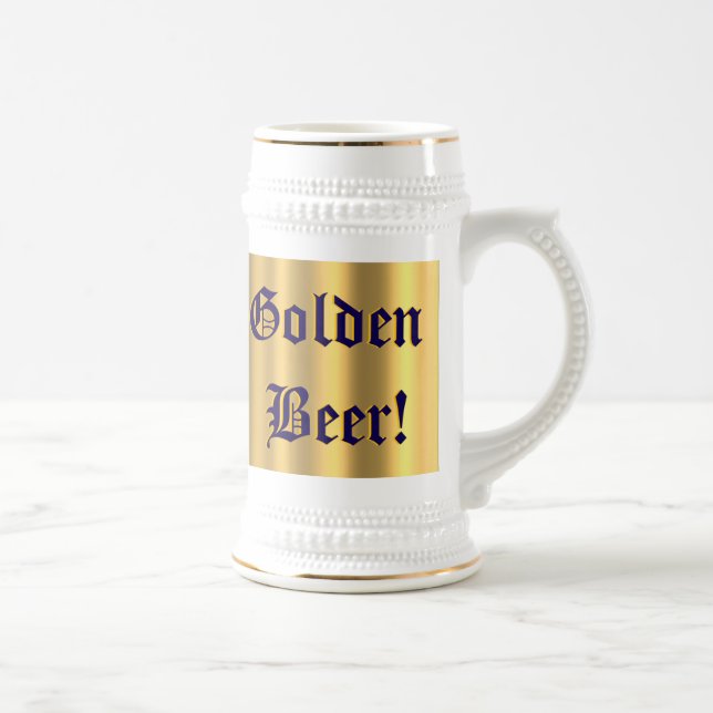 Goldenes Bier! auf goldenem Design #1 Stein Bierglas (Rechts)