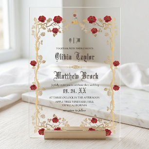 Goldenes Biest & die Schönheit Märchenhochzeit Acryleinladungen