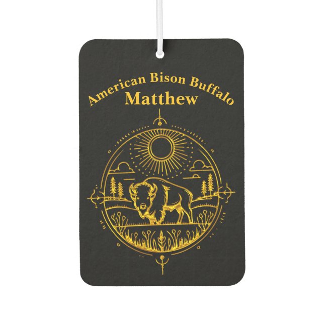Goldenes Bison Stehend in einer malerischen Landsc Autolufterfrischer (Vorderseite)