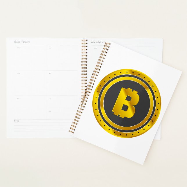 Goldenes Bitcoin-Symbol Digitale Währung Planer (Von Creator hochgeladen)