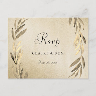 Goldenes Blatt Goldfolie Hochzeit RSVP Postkarte