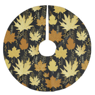 Goldenes Blattwerk, Vintages, nahtloses Muster. Polyester Weihnachtsbaumdecke