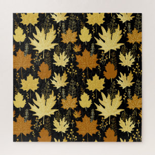 Goldenes Blattwerk, Vintages, nahtloses Muster. Puzzle