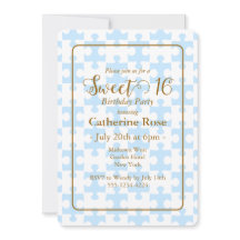 Goldenes blaues weißes Puzzle Schachtel Sweet 16