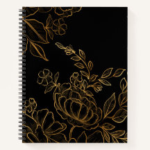 goldenes Blume dunkles Notebook